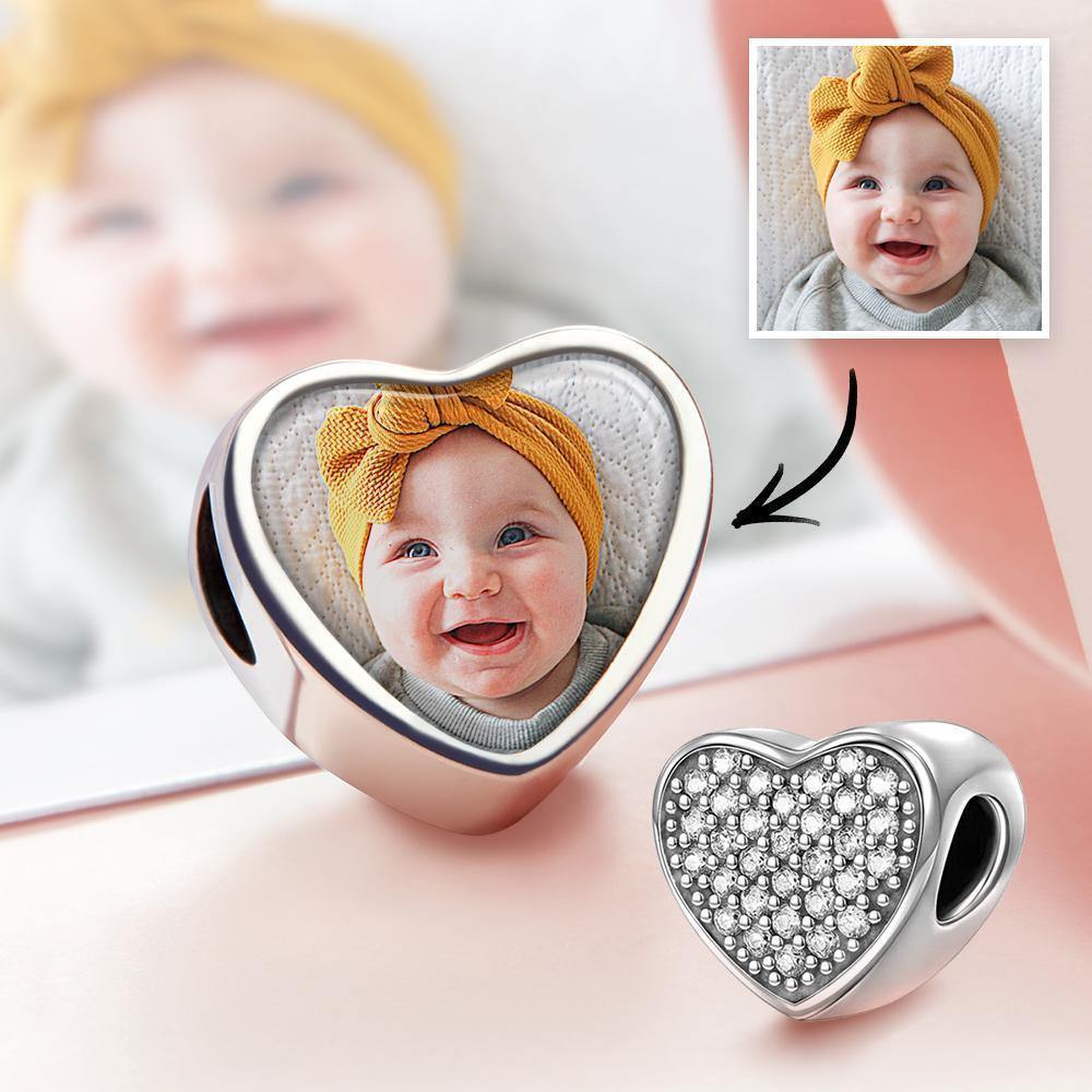 Pave CZ Heart Photo Charm Gift For Mom - soufeelau