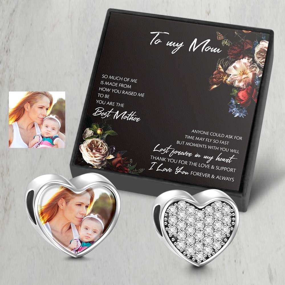 Pave CZ Heart Photo Charm Gift For Mom - soufeelau