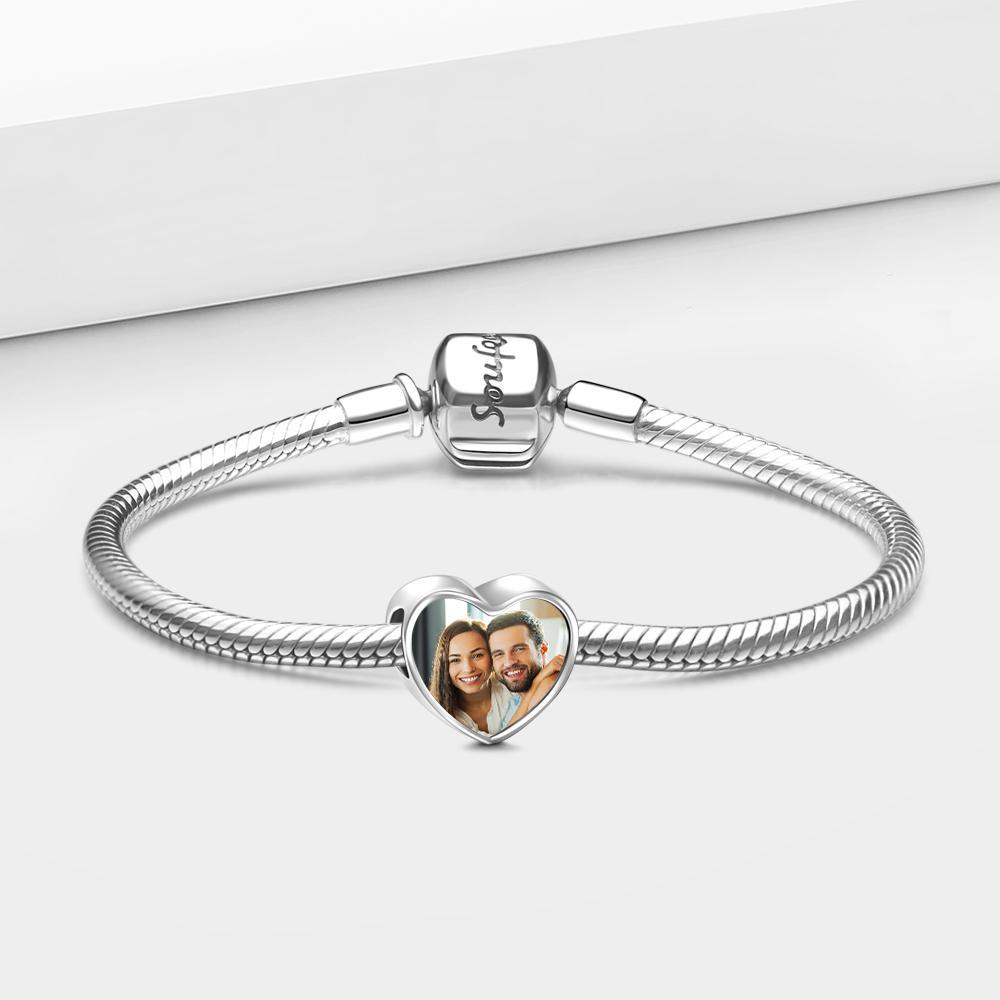 Custom Photo Charm Engraved Heart Picture Charm Gifts For Couples - soufeelau