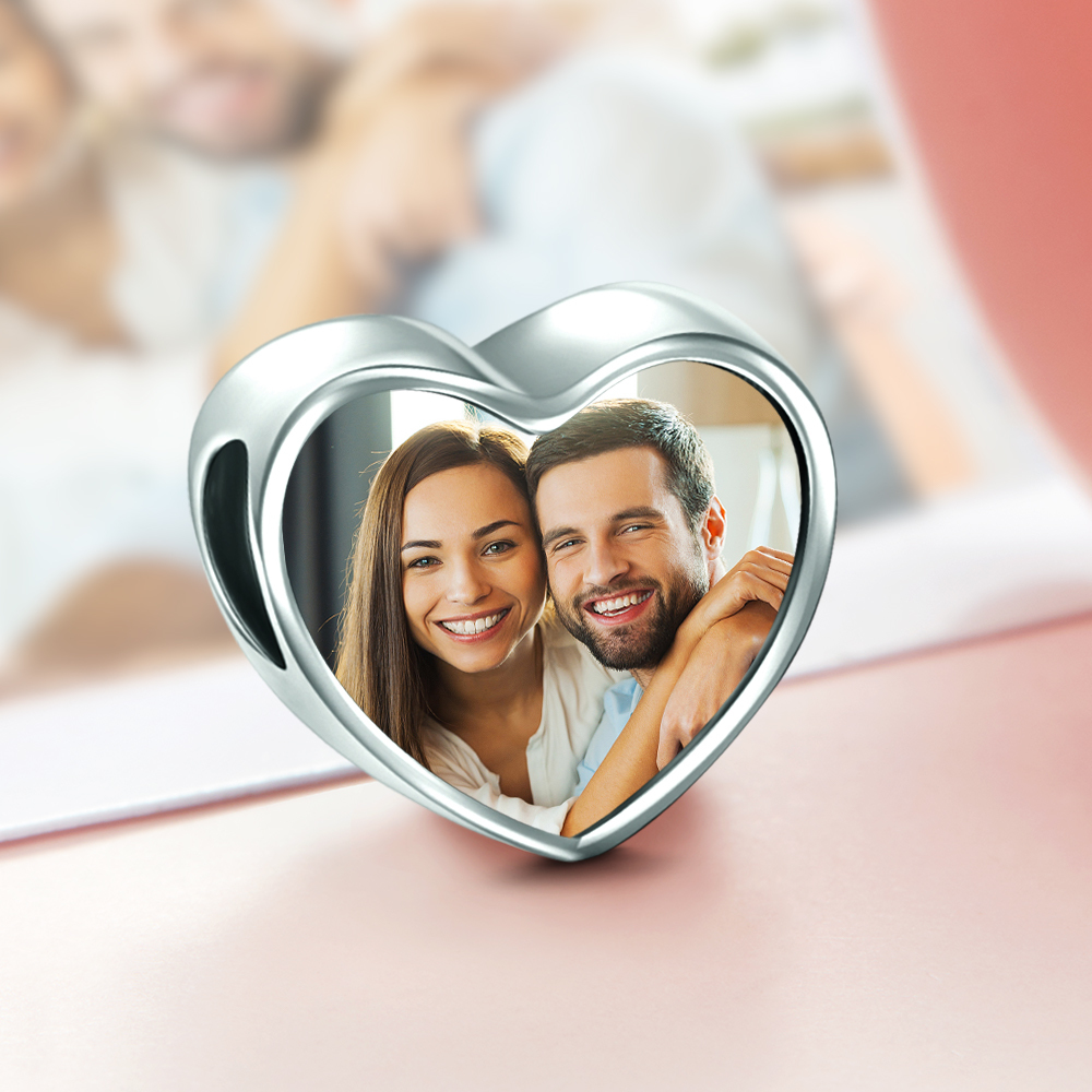 Custom Photo Charm Engraved Heart Picture Charm Gifts For Couples - soufeelau