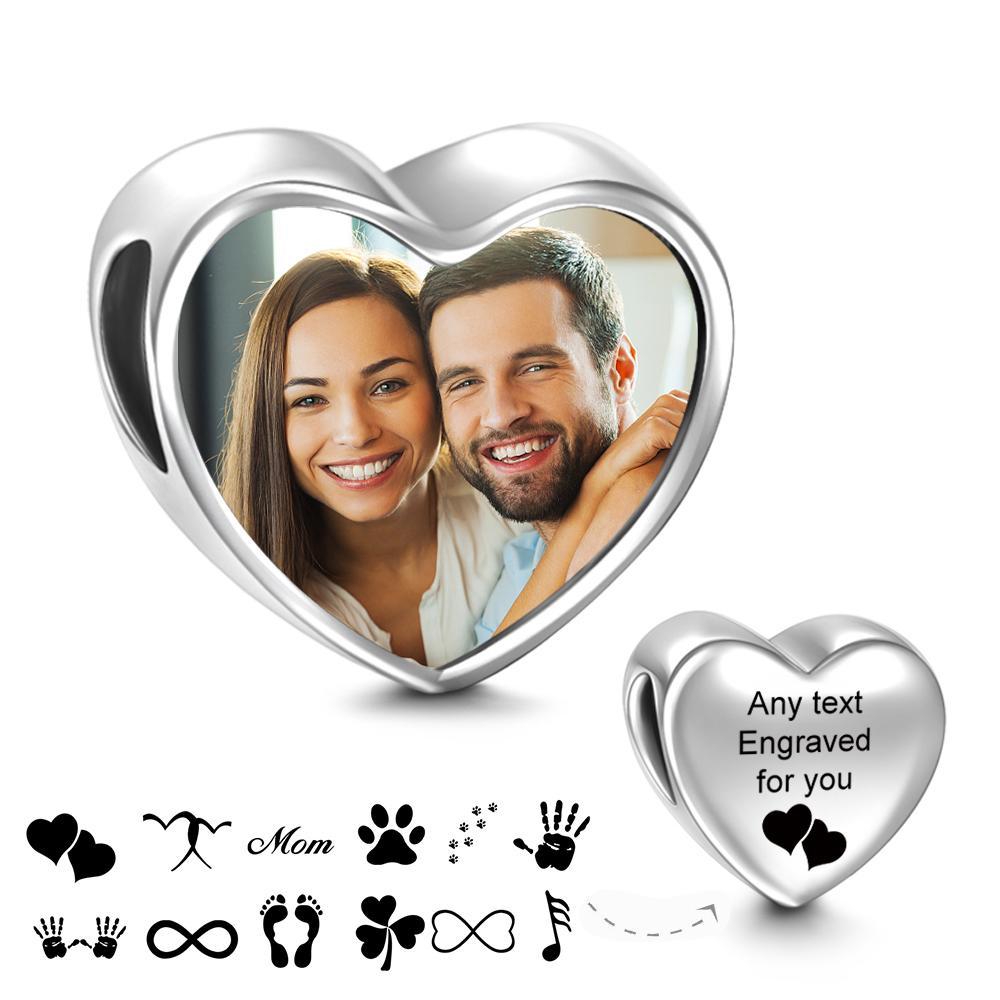 Custom Photo Charm Engraved Heart Picture Charm Gifts For Couples - soufeelau
