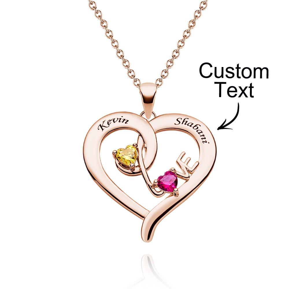 Custom Birthstone Winding Heart Necklace Fashion Show Love Pendant For Couples - soufeelau