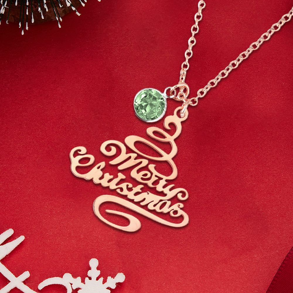 Personalized Christmas Tree Birthstone Necklace Christmas Gift for Her - soufeelau
