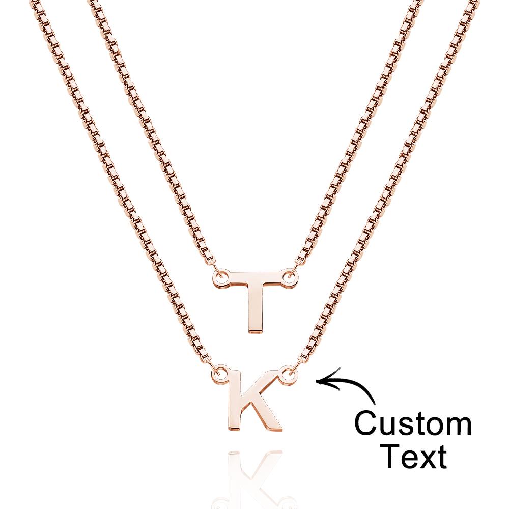 Double Chain Name Necklace Personalized Letter Necklace Initial Gift Necklace Gift For Women - soufeelau