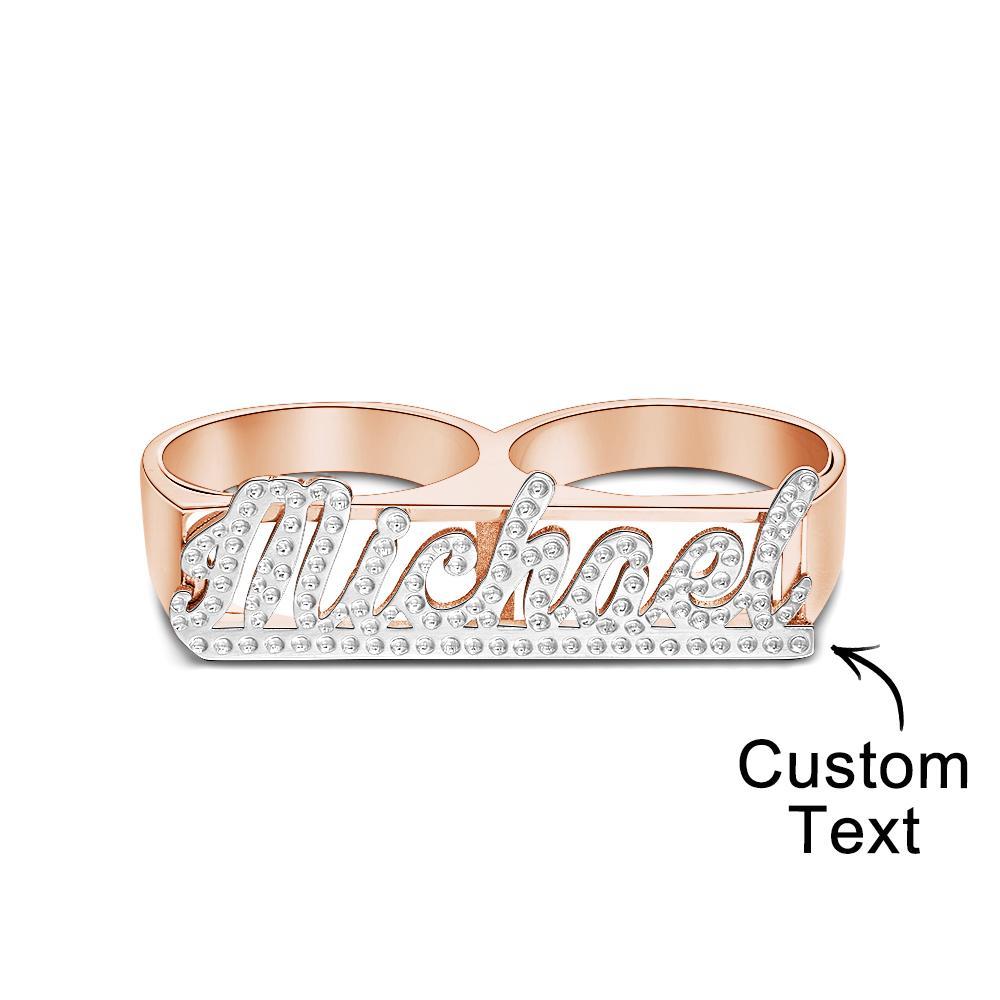 Custom Two Finger Name Ring Personalized Men's Double Band Ring Gift for Him - soufeelau