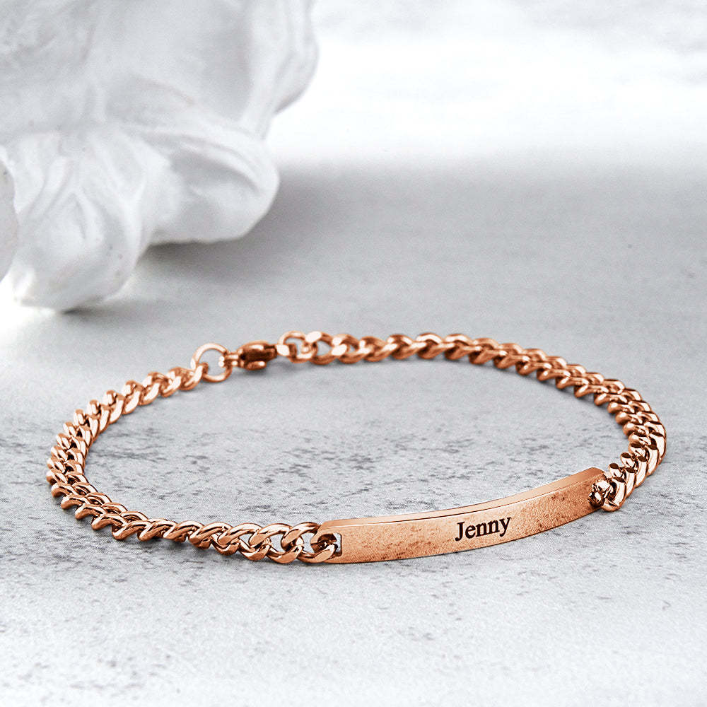 Custom Engraved Bracelet Chain Set Personalized Trendy Bracelet For Couples Valentine Gifts - soufeelau