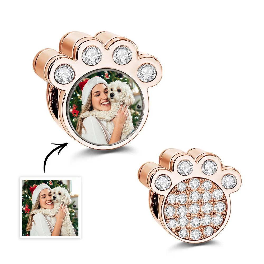 Personalised Paw Photo Charm of Bracelet Custom Picture Charm Cute Pet Photo Bead Fits Bracelet Necklace Anniversary Gift for Christmas - soufeelau