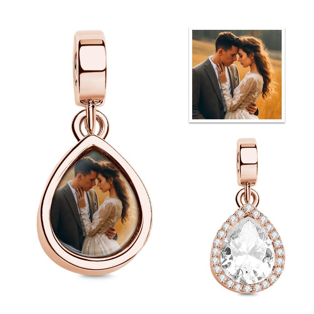 Sparkling Pear Cut Personalized Photo Pendant Fit All Major Brands of Bracelets Necklaces - soufeelau