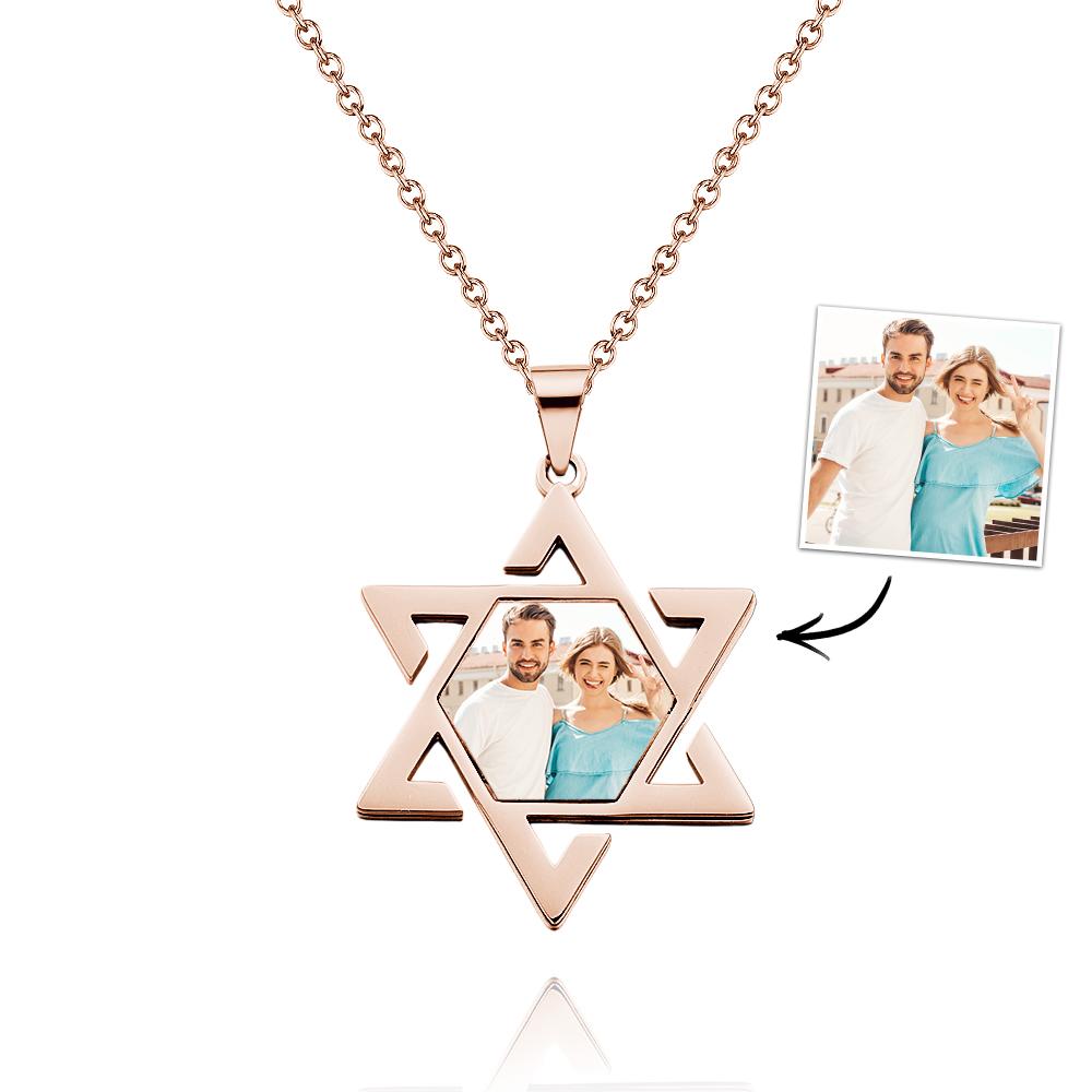 Star of David Necklaces for Women Men's Stainless Steel Jewelry Best Friend Gift Custom Necklace with Picture - soufeelau