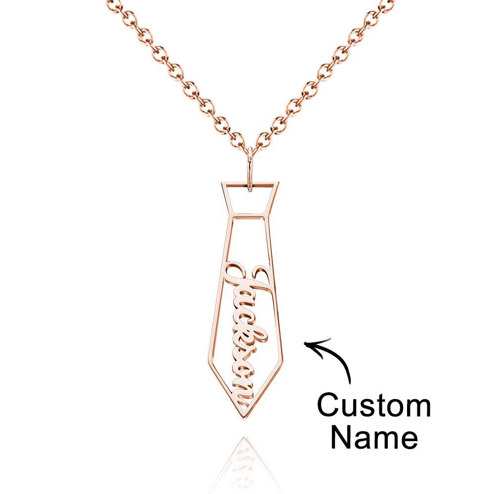 Custom Name Necklace Tie Creative Metal Gifts for Dad - soufeelau