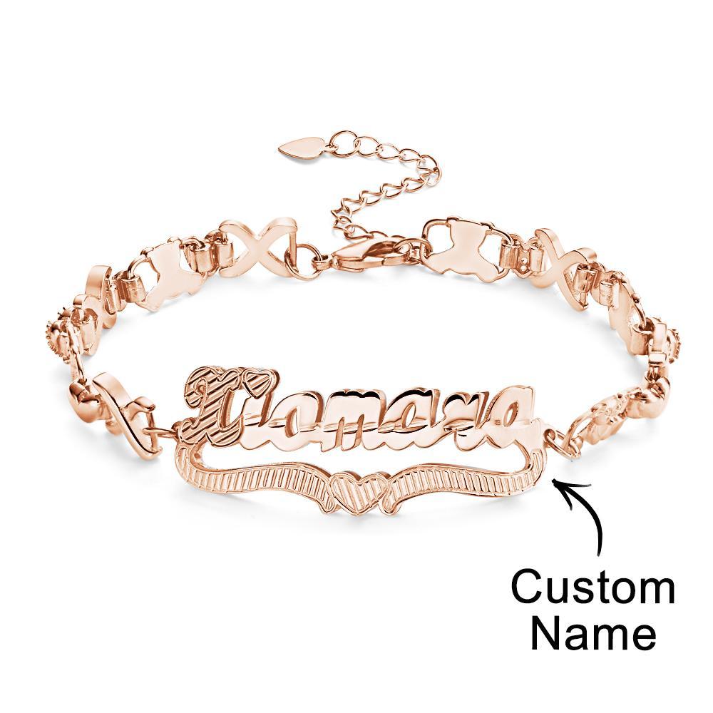 Personalized Hip Hop Name Bracelet Nameplate With Heart Decor Trendy Bracelet Jewelry Gifts For Men - soufeelau