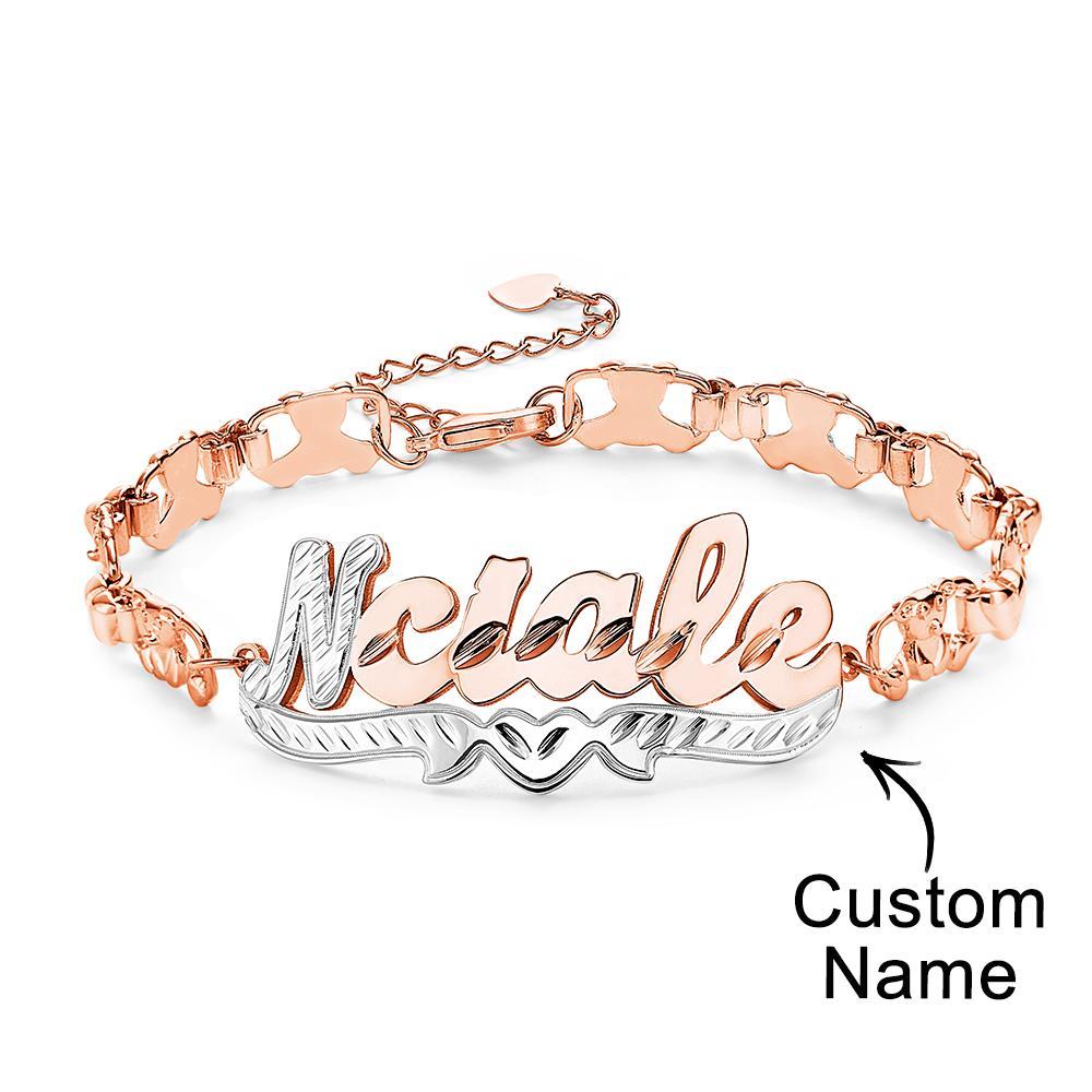 Personalized Hip Hop Name Bracelet Nameplate Love Heart Decor Fashion Bracelet Jewelry Gifts For Men - soufeelau