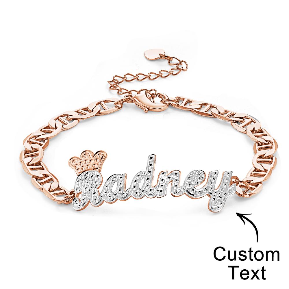 Personalized Trendy Name Bracelet With Crown Chain Hip Hop Bracelet Jewelry Gifts For Men - soufeelau