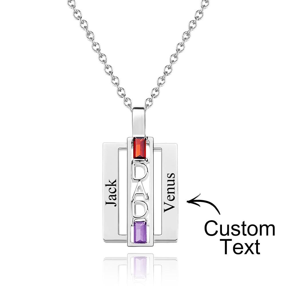 Custom Birthstone DAD Necklace Engraved Fashionable Jewelry Father's Day Gift - soufeelau
