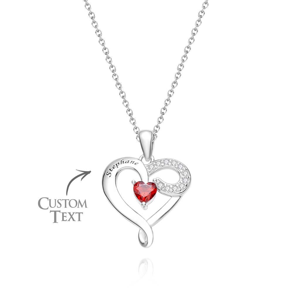 Custom Name Birthstone Necklace Creative Zircon Heart Pendant For Women - soufeelau