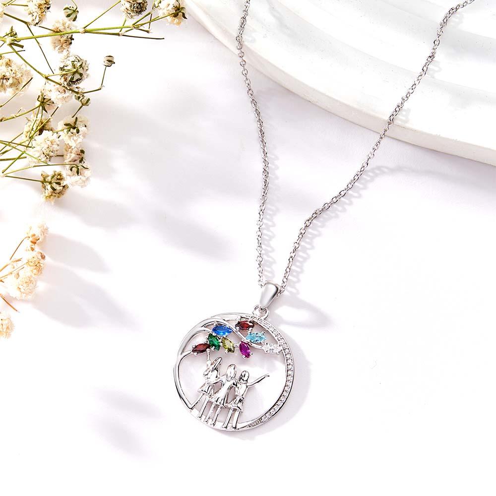 Custom Birthstone Necklace Three Girls Zircon Necklace Jewelry Gifts For Friends - soufeelau