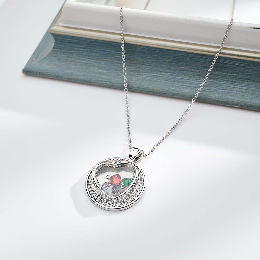 Custom Engraved Rockable Birthstone Necklace Zircon Pendant Gifts For Her - soufeelau
