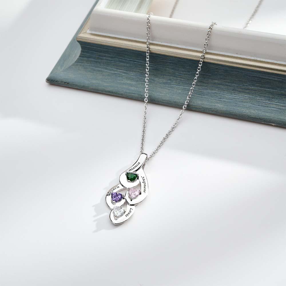 Engravable Twine Heart Birthstone Necklace Colorful Jewelry For Women - soufeelau