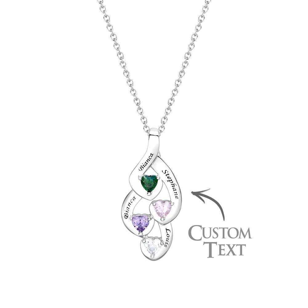 Engravable Twine Heart Birthstone Necklace Colorful Jewelry For Women - soufeelau