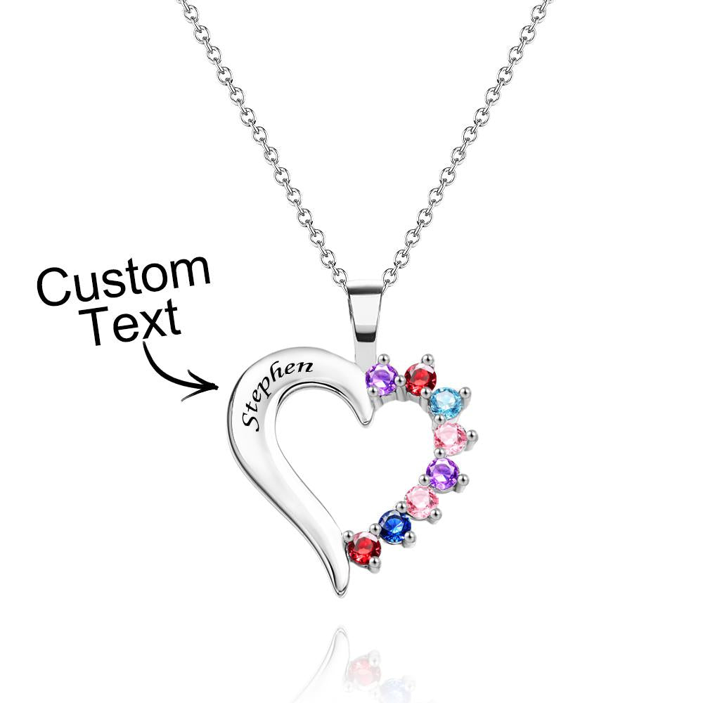 Fashion Birthstone Necklace Heart-Shaped Pendant For Her - soufeelau