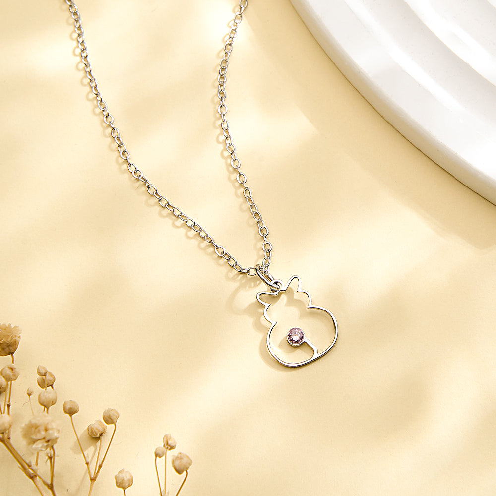 Custom Cat Necklace with Birthstone Necklace Birthday Anniversary Gift for Pet Lover - soufeelau