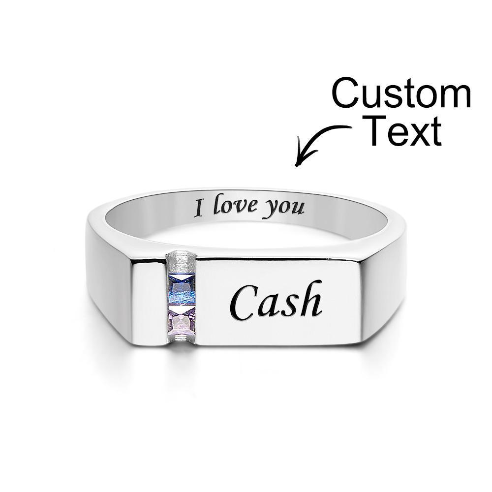 Custom Text Birthstone Ring Personalized Family Ring Gift For Her - soufeelau