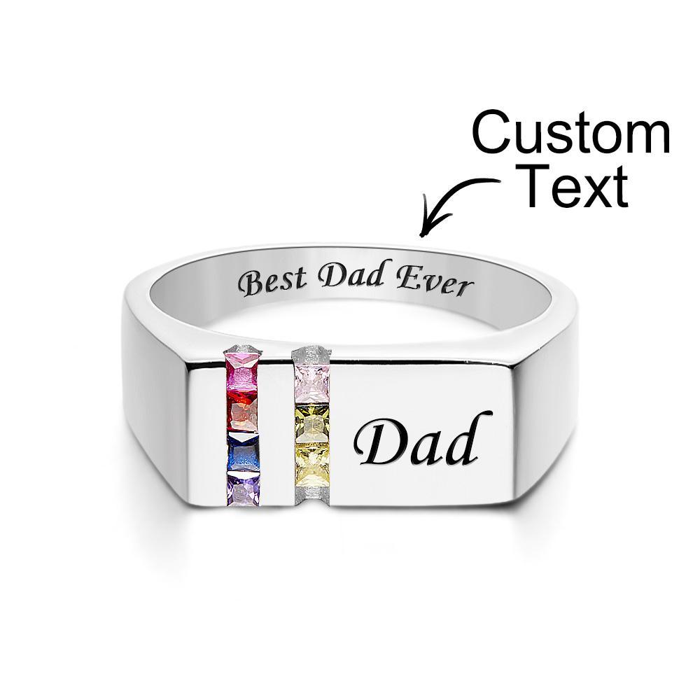 Custom Text Birthstone Ring Personalized Family Ring Gift For Her - soufeelau