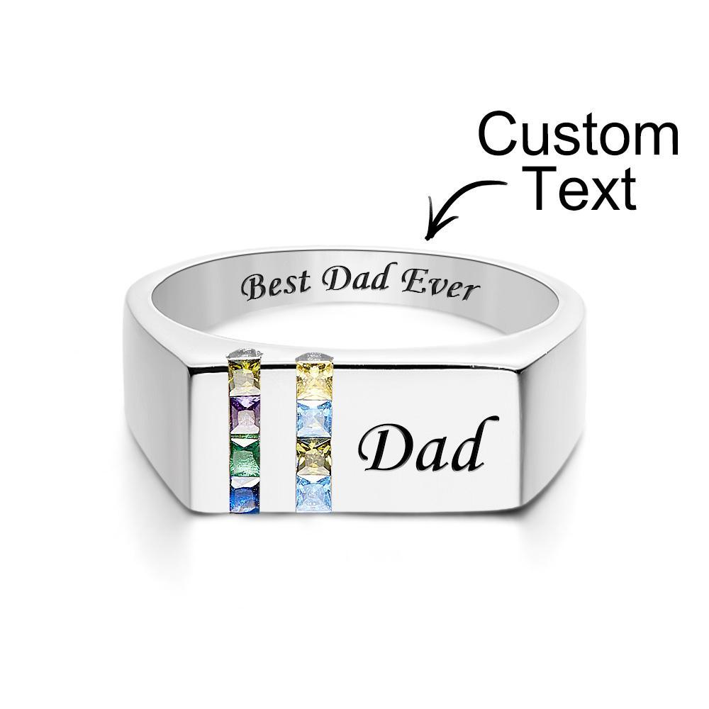 Custom Text Birthstone Ring Personalized Family Ring Gift For Her - soufeelau