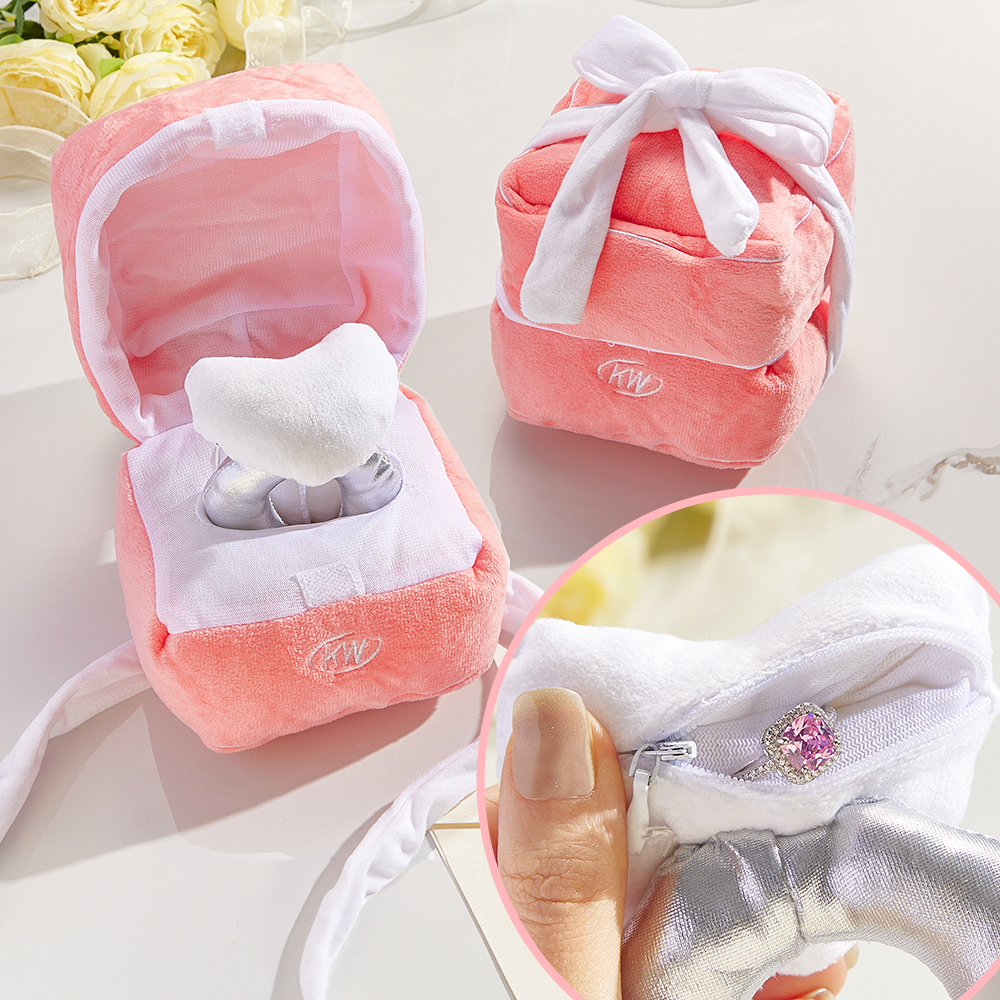 Creative Love Adjustable Ring with Box Plush Toy Couple Ring Fun Gift Propose Memory Valentine's Day Gift for Her - soufeelau