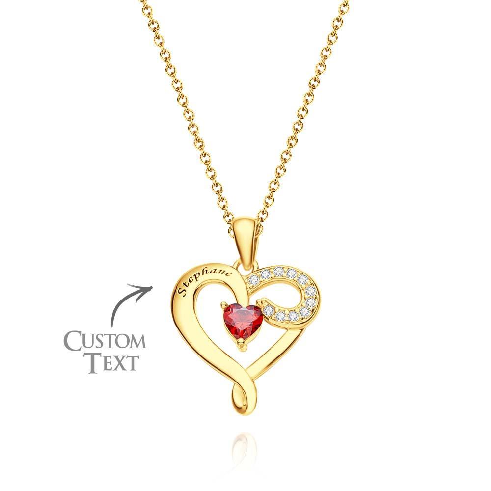 Custom Name Birthstone Necklace Creative Zircon Heart Pendant For Women - soufeelau
