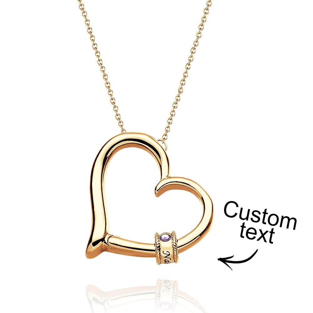 Custom Engraved Heart Necklace With Birthstone Beads Charming Necklace for Mom - soufeelau