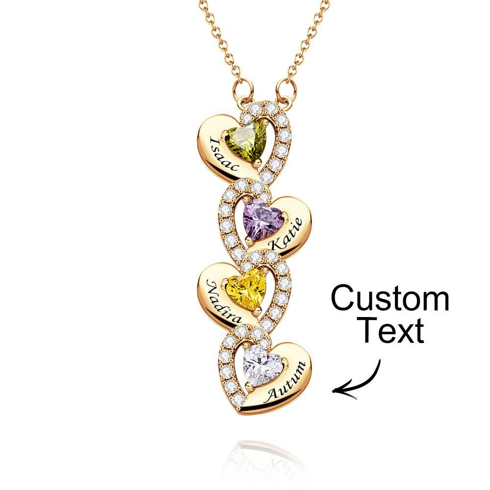 Engravable Birthstone Necklace Charming Heart Zircon Pendant Necklace For Girls - soufeelau