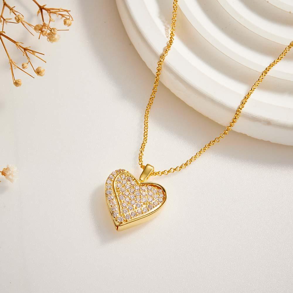 Custom Heart Name Necklace 18k Gold Plated Personalized Engraved Necklace - soufeelau