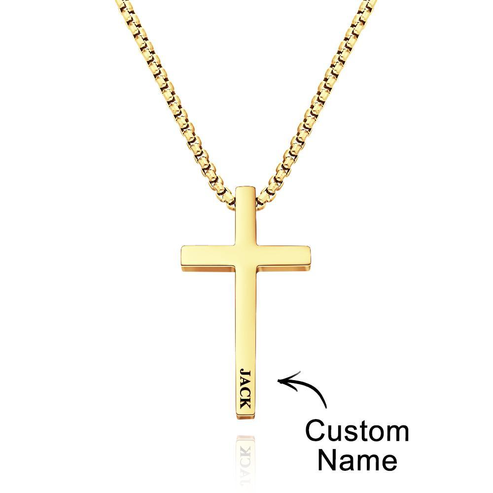 Custom Cross Necklace Engraved Necklace Men's Punk Pendant Necklace Baptism Christian Bible Verse Gifts Gift For Him - soufeelau