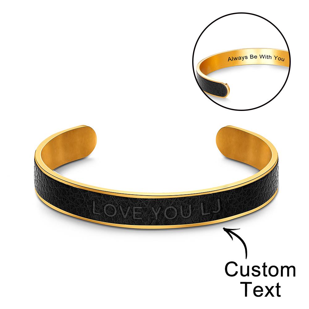 Custom Man Leather Bracelet Personalized Vintage Stainless Steel Adjustable Bracelet - soufeelau