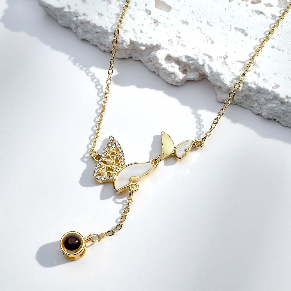 Custom Butterfly Projection Necklace Exquisite Romantic Gift for Her - soufeelau
