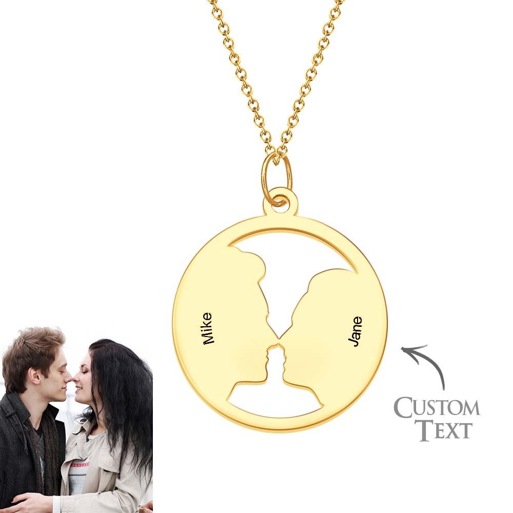 Custom Photo Silhouette Necklace for Couple with Custom Names - soufeelau