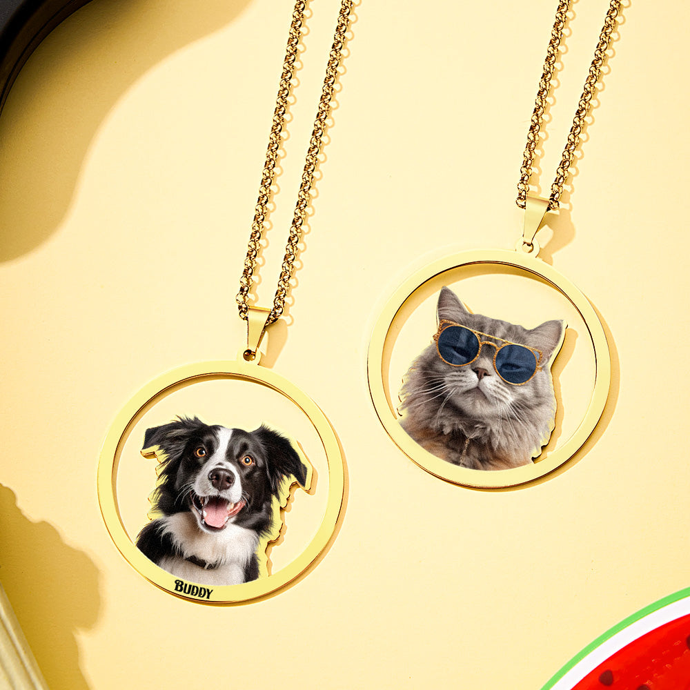 Personalized Pet Photo Necklace Gift for Pet Lover - soufeelau
