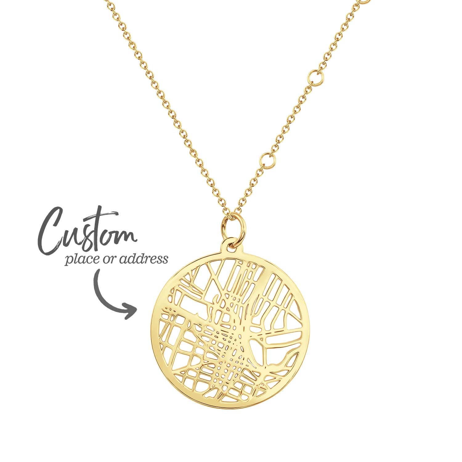 Custom Cherished Spot Map Round Necklace Gemstone Necklace Gift for Her Anniversary Gift - soufeelau
