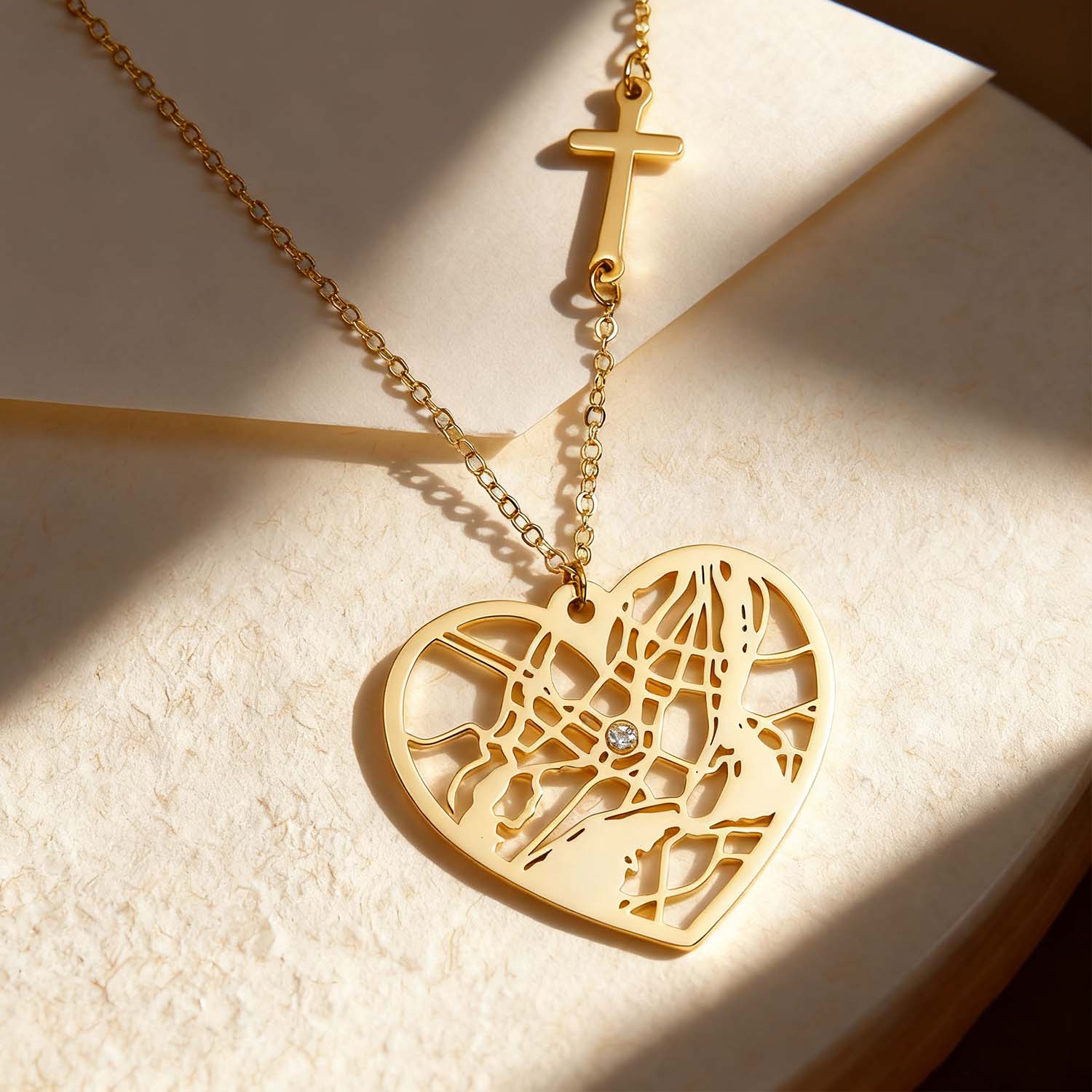 Custom Cherished Spot Map Necklace Gemstone Necklace Gift for Her Anniversary Gift - soufeelau