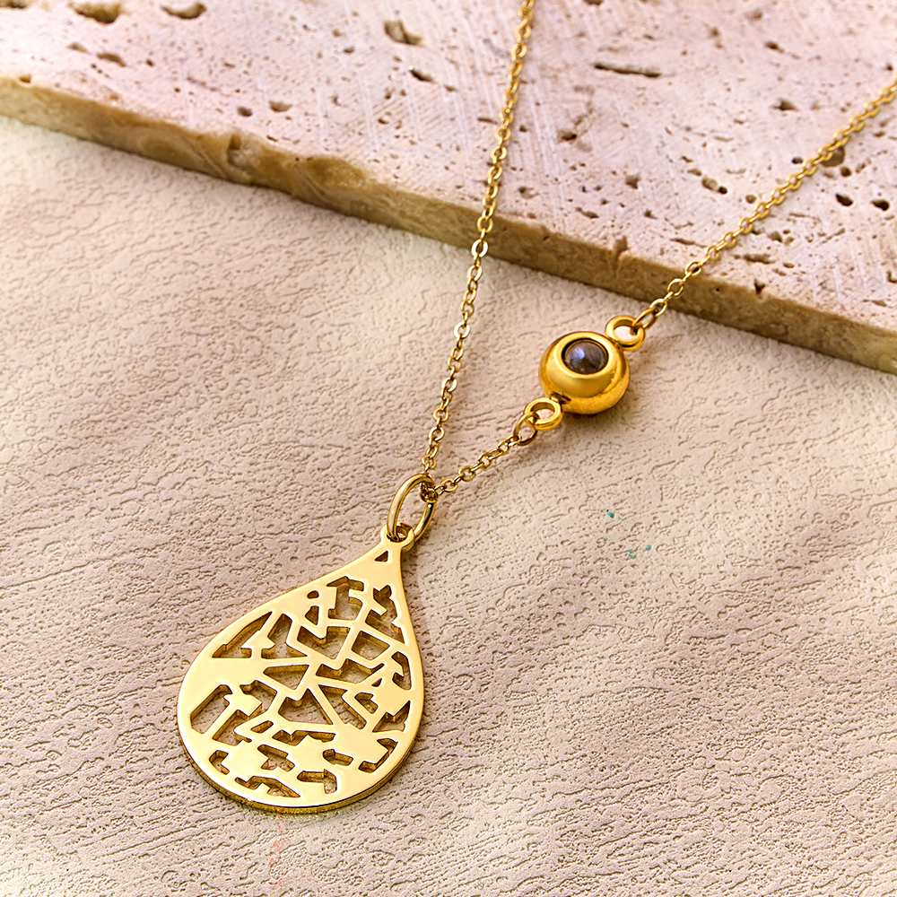 Custom Threads Of Life Map Necklace Small Water Droplet Map Necklace Gift for Her Anniversary Gift - soufeelau