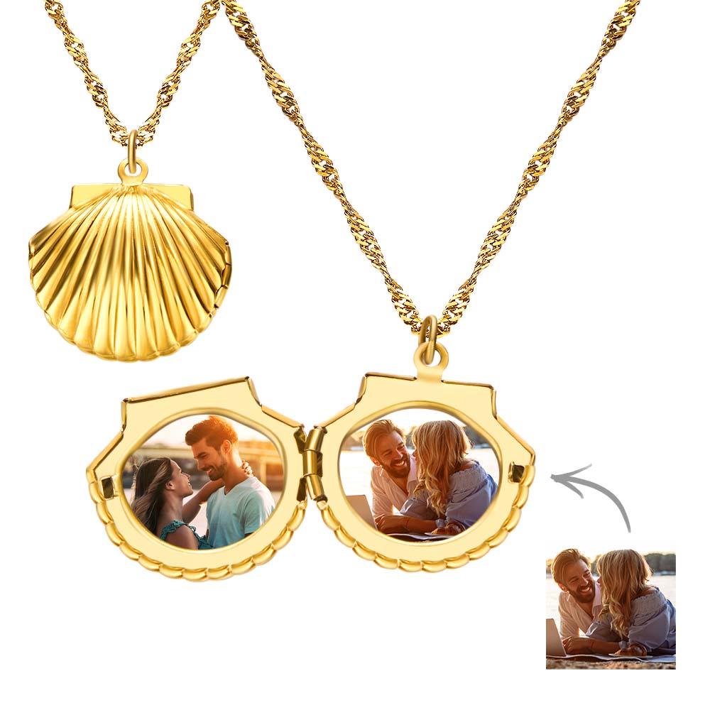 Custom Shell Opening and Closing Necklace Photo Album Necklace Shell Photo Box Envelope Necklace Gift - soufeelau