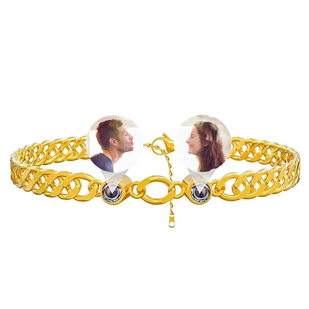 Custom Photo Projection Bracelet Personalized Double Bead Adjustable Bracelet Gifts For Couple - soufeelau