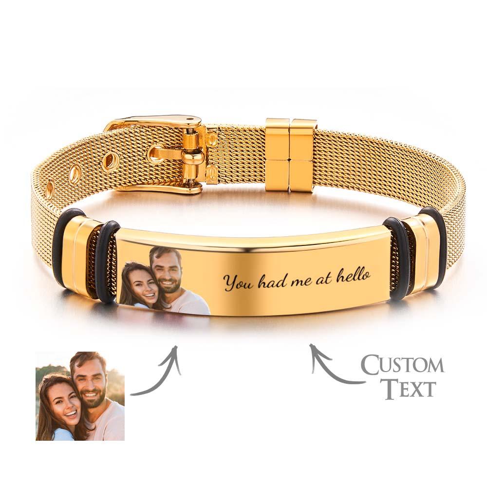 Custom Photo Bracelet for Mens Perfect Gift for Him Custom Message Bracelet Personalized Gift - soufeelau