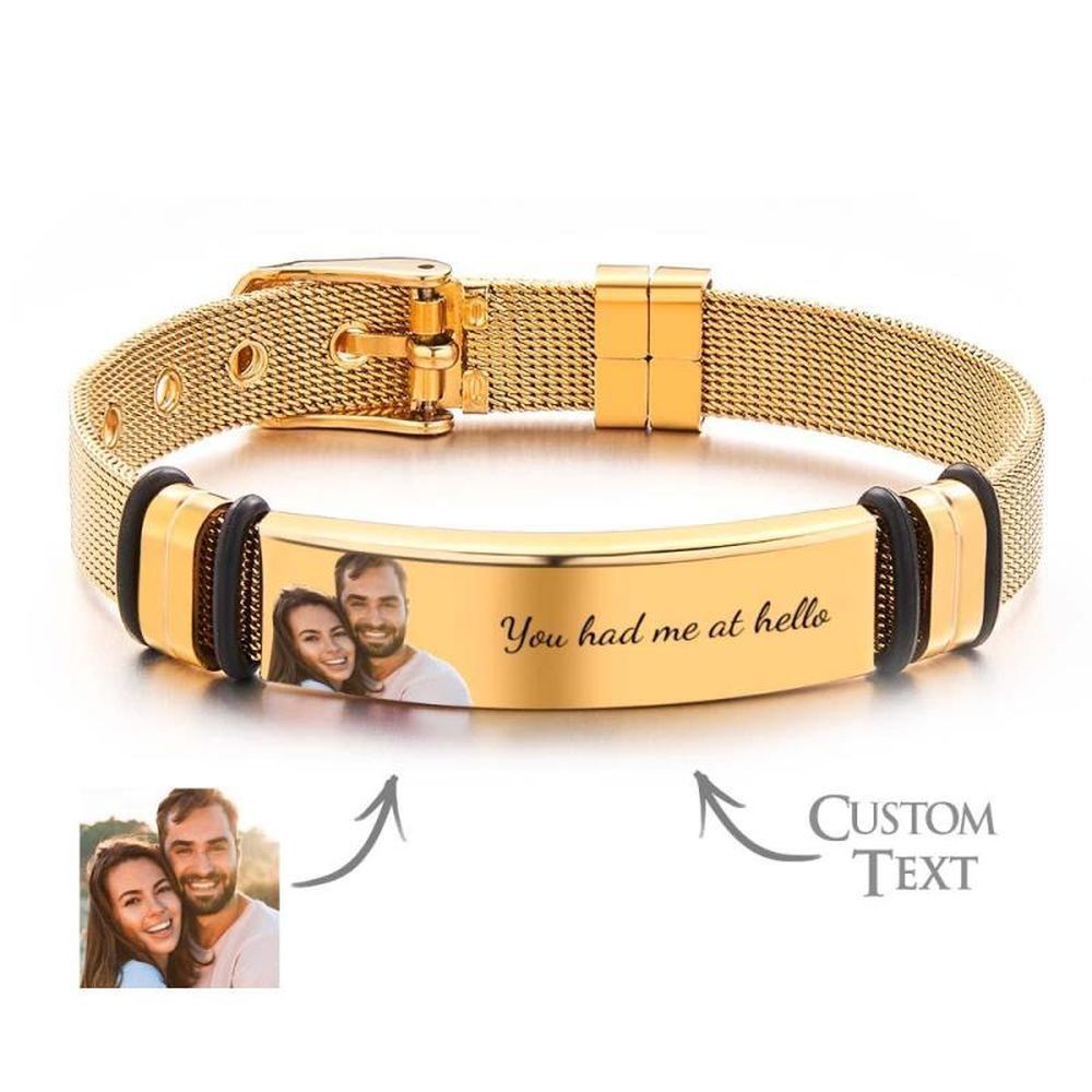 Personalized Optional Photo Engraving Music Code Stainless Steel Bracelet Best Gifts For Men Gifts For Couples