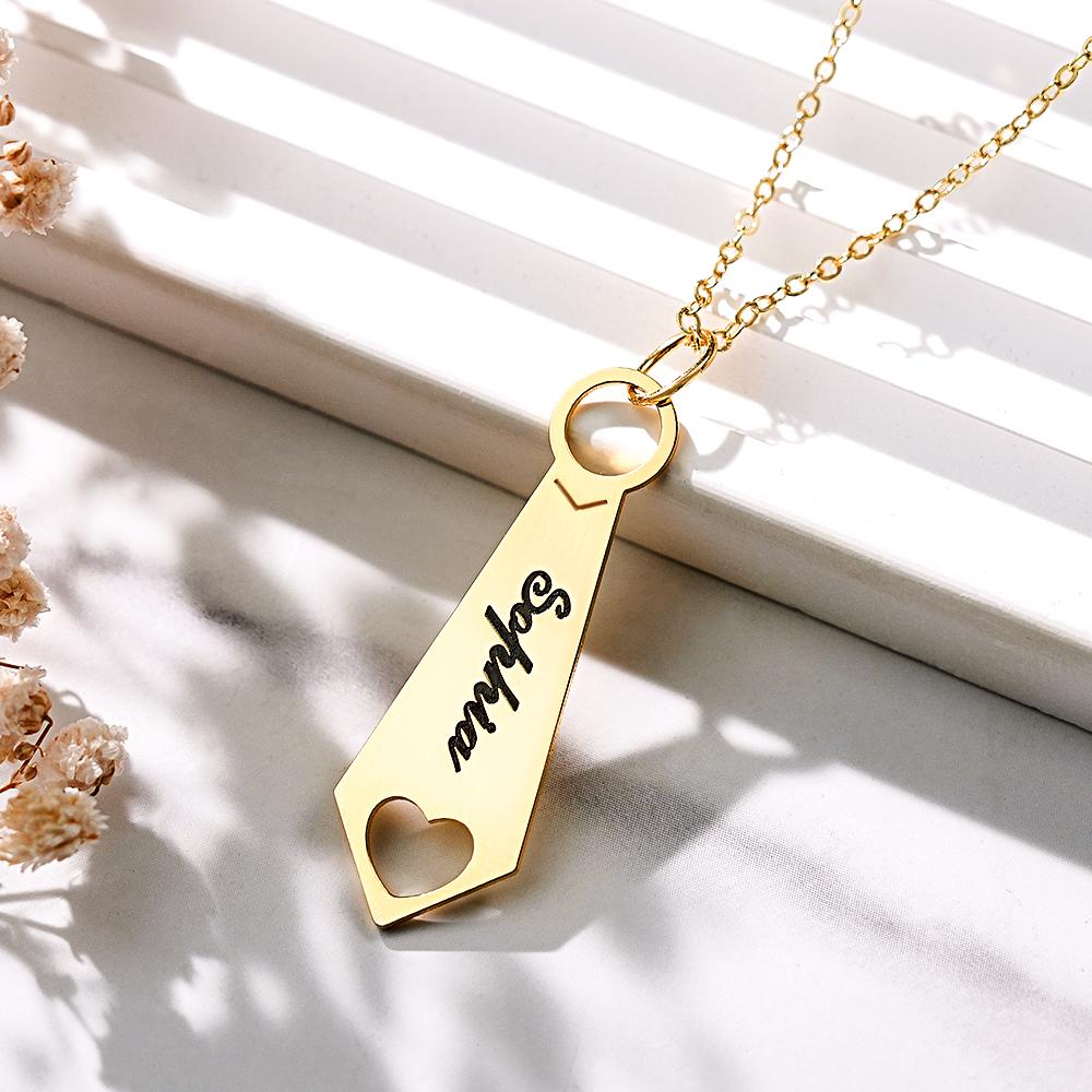 Custom Name Necklace Metal Tie Unique Gifts for Dad - soufeelau