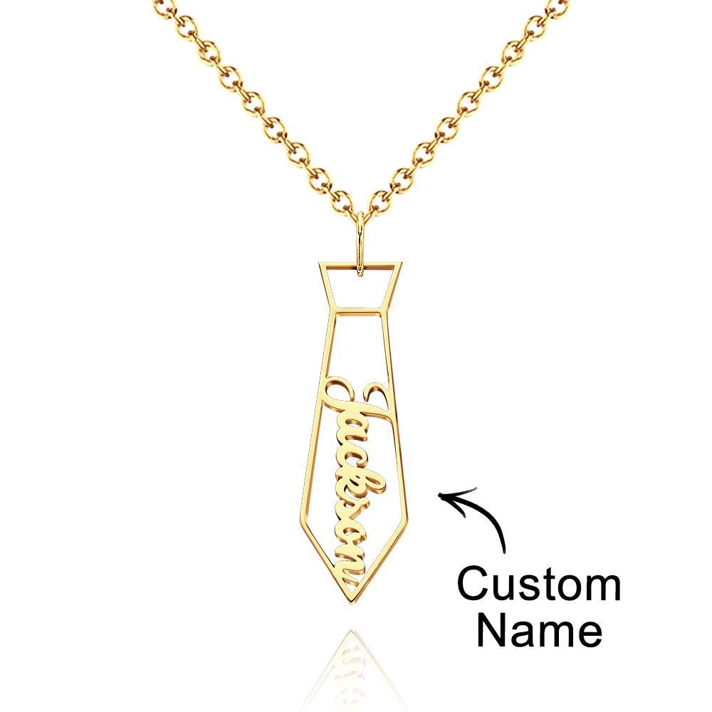 Custom Name Necklace Tie Creative Metal Gifts for Dad - soufeelau