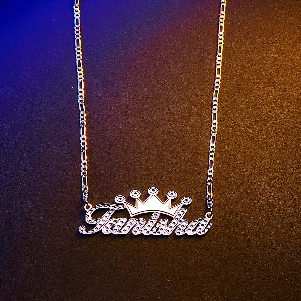 Personalized Hip Hop Name Necklace With Crown Metal Necklace Gifts for Men - soufeelau