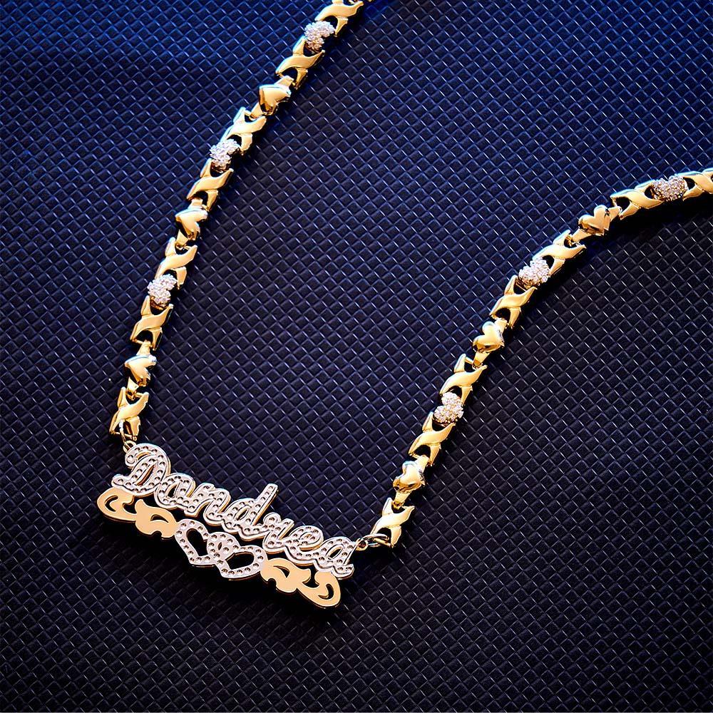 Personalized Hip Hop Name Necklace Hollow Out Heart Necklace Gifts for Men - soufeelau