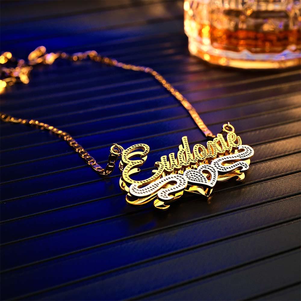 Personalized Name Necklace Fashion Love Heart Decor Necklace Gifts for Men - soufeelau